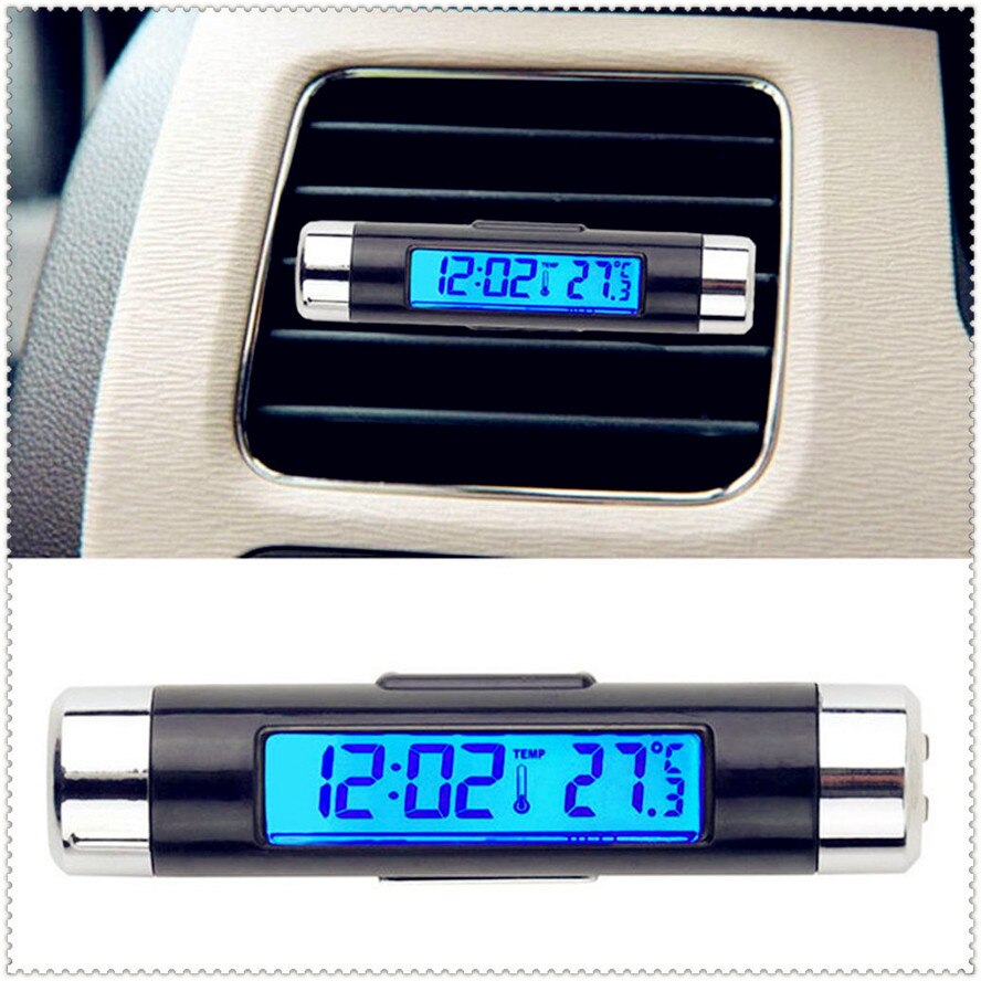 Car Digital LCD Temperature Clock Time Vent for Volkswagen VW POLO Golf 4 Golf 6 Golf 7 CC Tiguan Passat B5