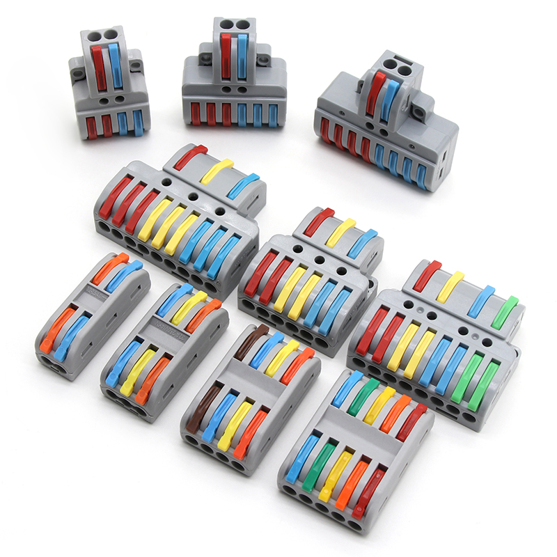 Conector de cableado rápido de salida múltiple, Cable de cableado divisor Universal, bloque de terminales de empuje, cableado rápido Universal SPL 222 23