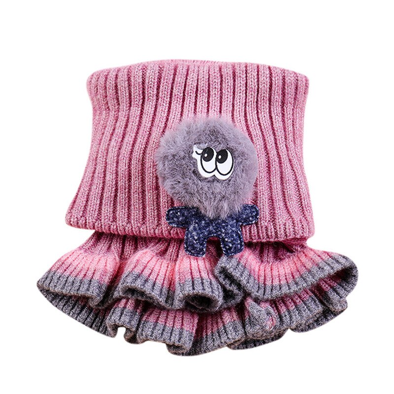 Bufanda de lana tejida para niños y niñas, cuello de invierno, cuello de capucha, círculo, ganchillo, foulard #3O08: Púrpura