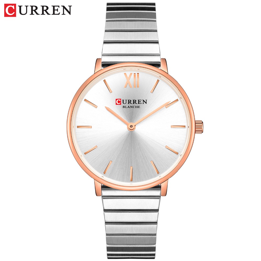 CURREN Luxe Vrouwen Horloges Rose Gold Analoge Quartz Horloge Vrouwelijke Klok Dames Roestvrij Stalen Horloge relogios feminino