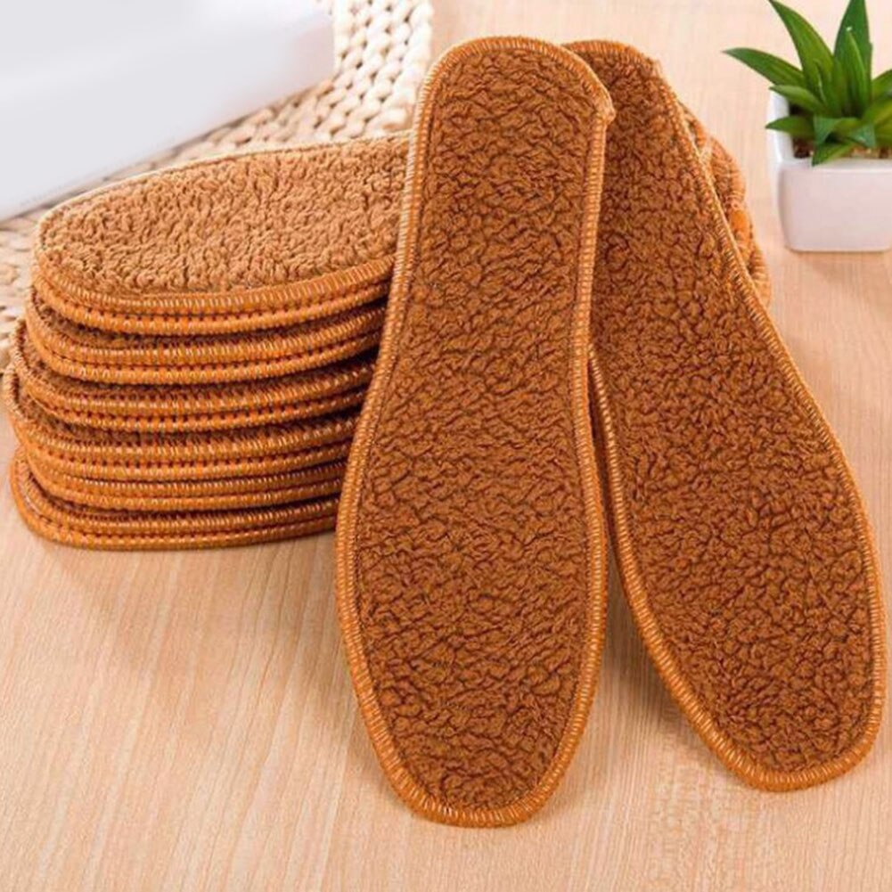 Herbst Winter Warme Wolle Einlagen Dicke Sohle unisex Plüsch Erhitzt Schuh Pad Atmungs Einfarbig Einlegesohlen 1 Paar
