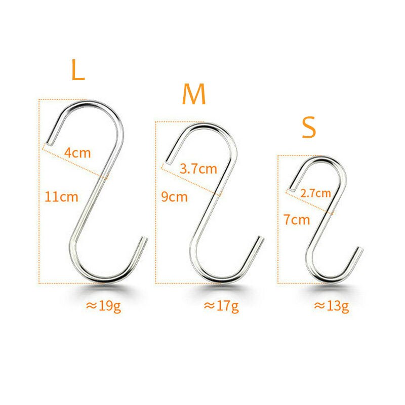 4 stk/sæt nyttige s form bøjle kroge køkken gryde pande håndklæde hængende rack praktisk opbevaringsholder hjem essentiel 201 stål 4mm: M