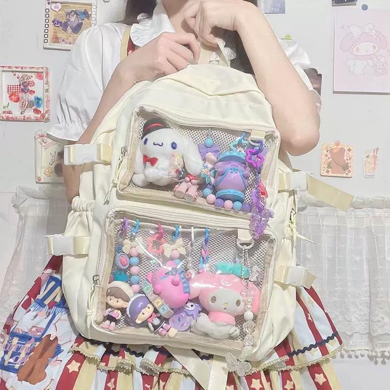 Japanese Kawaii Itabag Women Transparent Backpack Women Large Capacity Ita Backpack School Bags For College Student JK