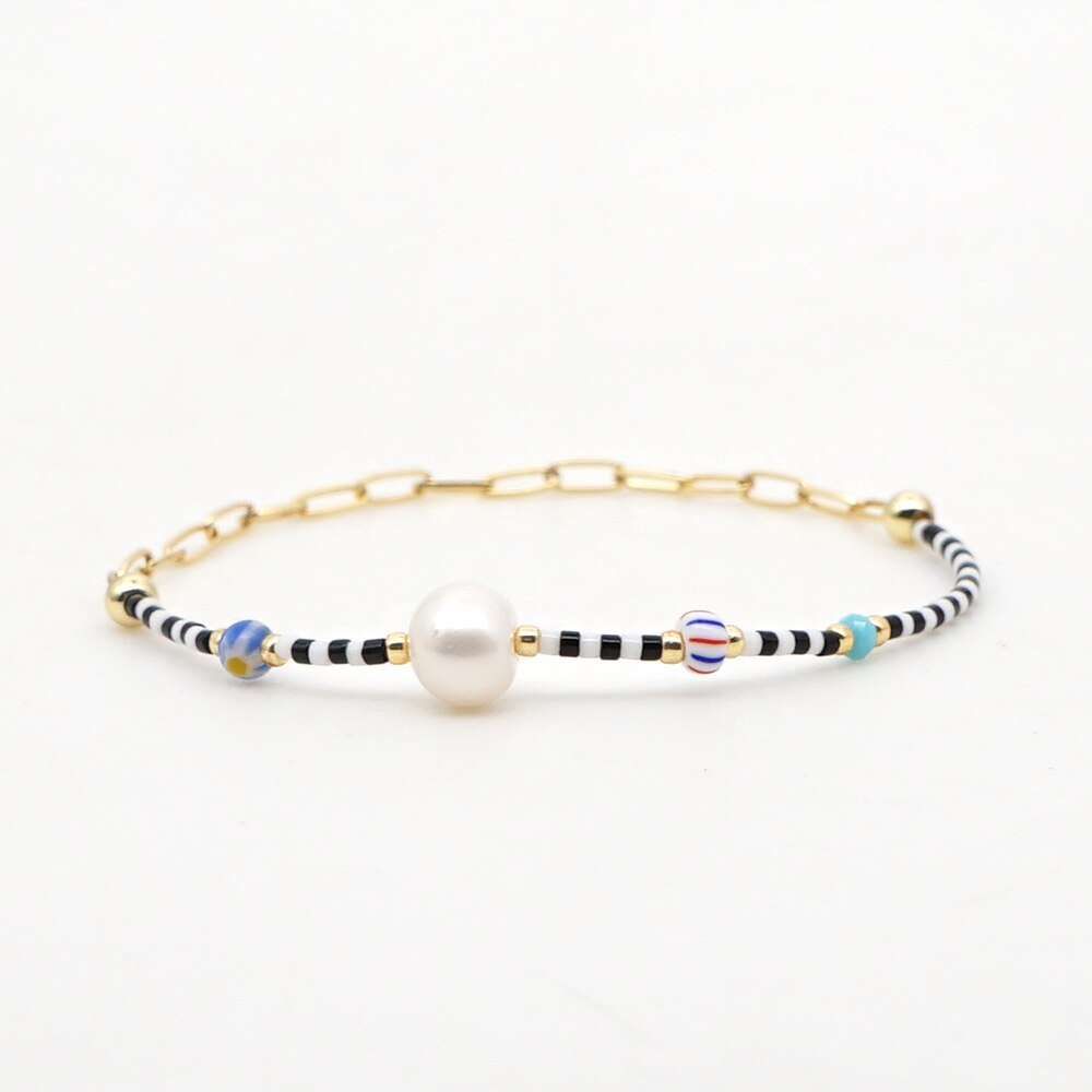 iść2BOHO bransoletki Perles słodkowodne bransoletka załowa kobiet Pulseras Mujer Moda Moda koraliki Miyuki biżuteria ze stali stalowy łańcuch