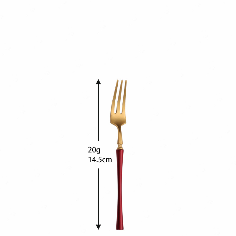 1 Pc Tea Fork Western Style Family Expenses Stainless Steel Small Fruit Fork Dessert Fork for Cake Snack Salad Fork Dinnerware: red gold