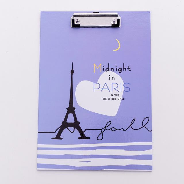 Office clipboard vertical leather writing pad School wooden Office Cute Student Supply Kids A4 Folder: purple tower