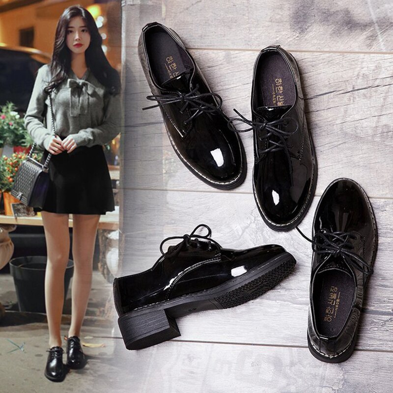 Chaussures plates Oxford à lacets pour femmes, Style britannique décontracté,