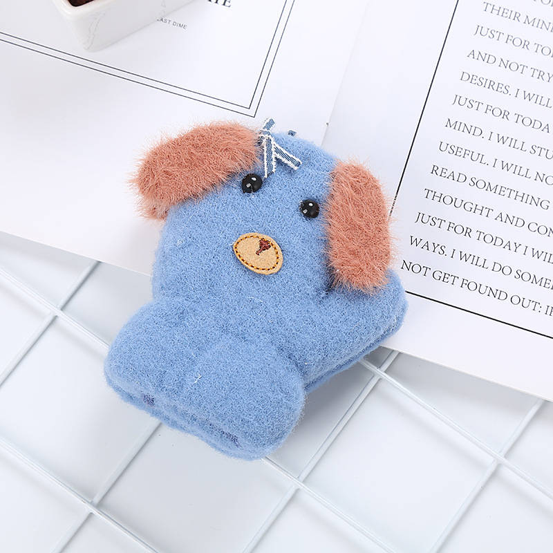 Wecute nuevos guantes para niños invierno de lana de doble capa más terciopelo engrosamiento lindo guantes calientes para bebés guantes para niños: Azul
