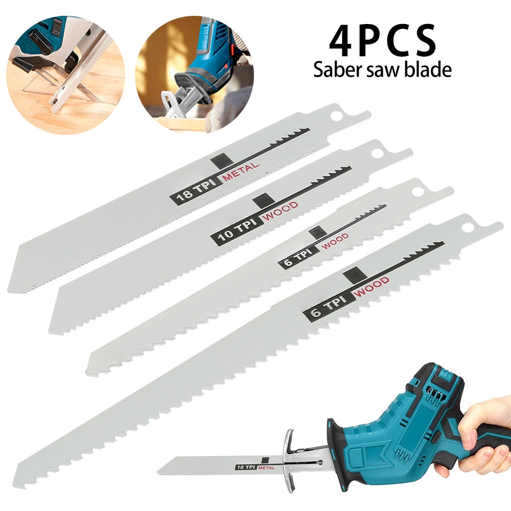 4 Pcs Vergeldende Zaagbladen Saber Saw Handzaag Multi Zaagblad Voor Snijden Hout Metaal Pvc Buis Power Tools Accessoires