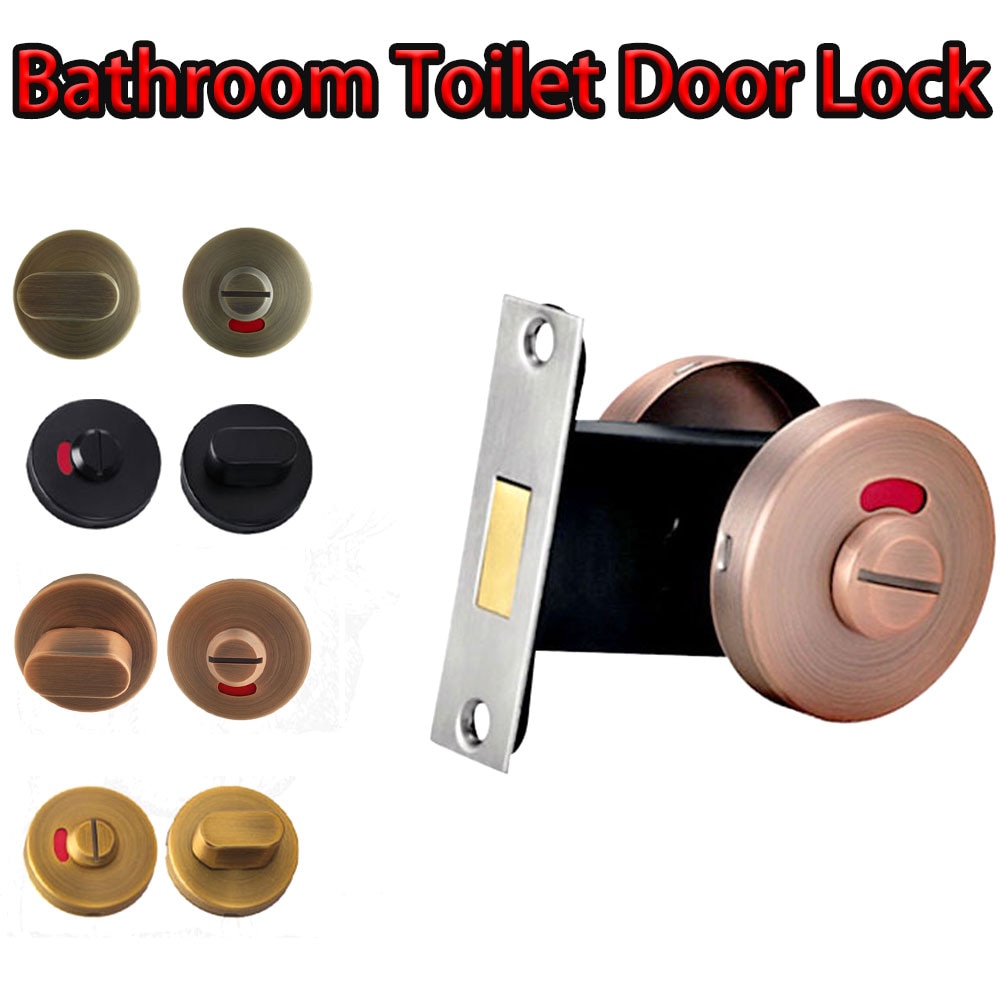 Round Bathroom Indicator Thumb Turn Stainless Steel Deadbolt Lock Bolt Toilet WC Latch Vacant Engaged Door Lock Set