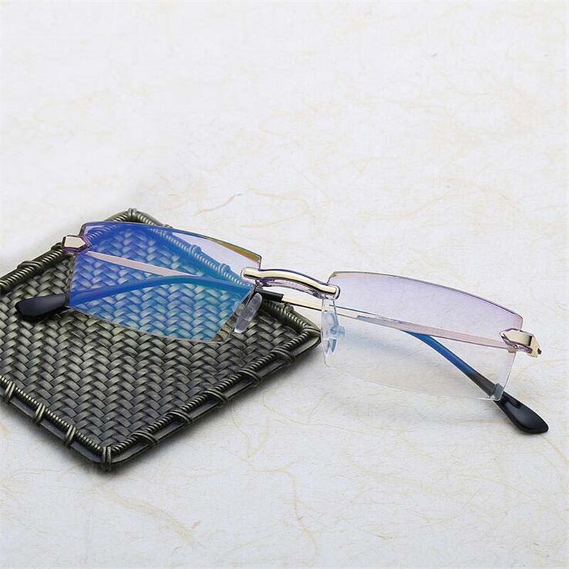 High-grade Coating Frameless Finished Myopia Glasses Women Anti-blue Light Prescription Eyeglasses -1 -1.5 -2 -2.5 -3 -3.5 -4.0