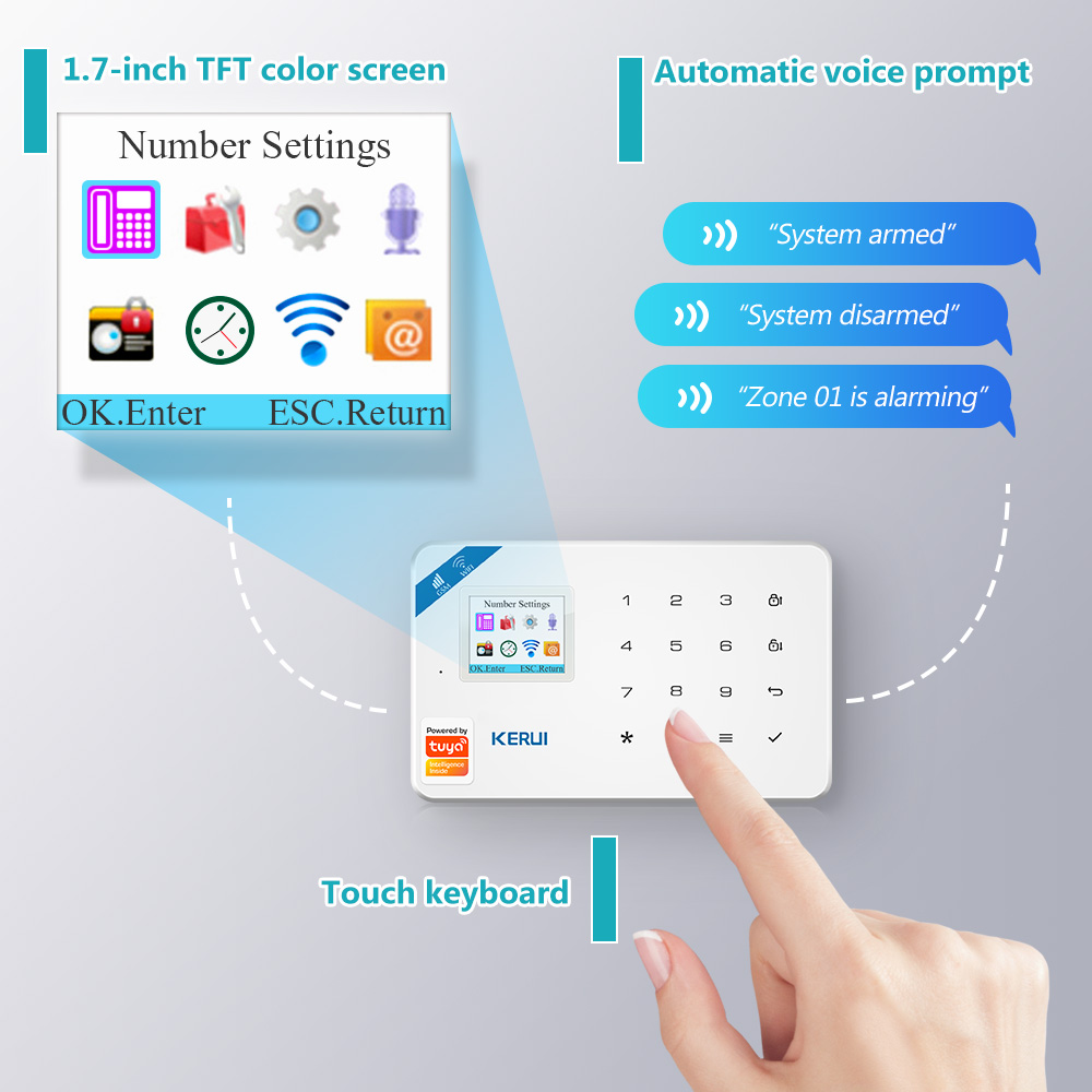 KERUI W18 WIFI Wireless GSM Alarm System Eas Kit Home Security Alarm Host With Siren Home Security Alarm Host APP Remote Control
