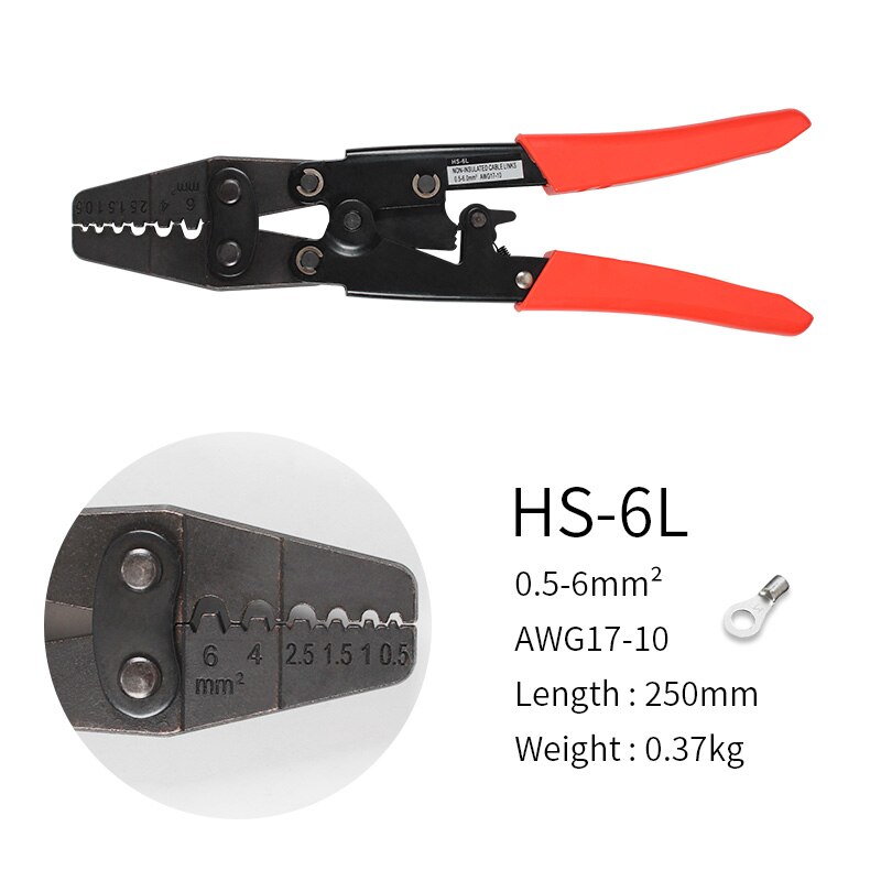 Hs-16 Crimping Pliers Cable Lug Crimper Tool Bare Terminal Wire Plier Cutter 1.25-16 Square Millimeter Cutters Cutting Hand Tool: HS-6L