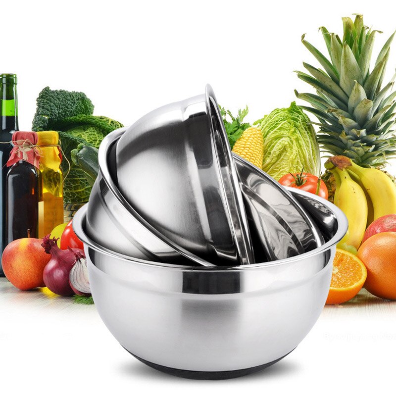 Stainless Steel Mixing Bowl Non-slip Silicone Bottom Egg Basin Kitchen Appliance ds99