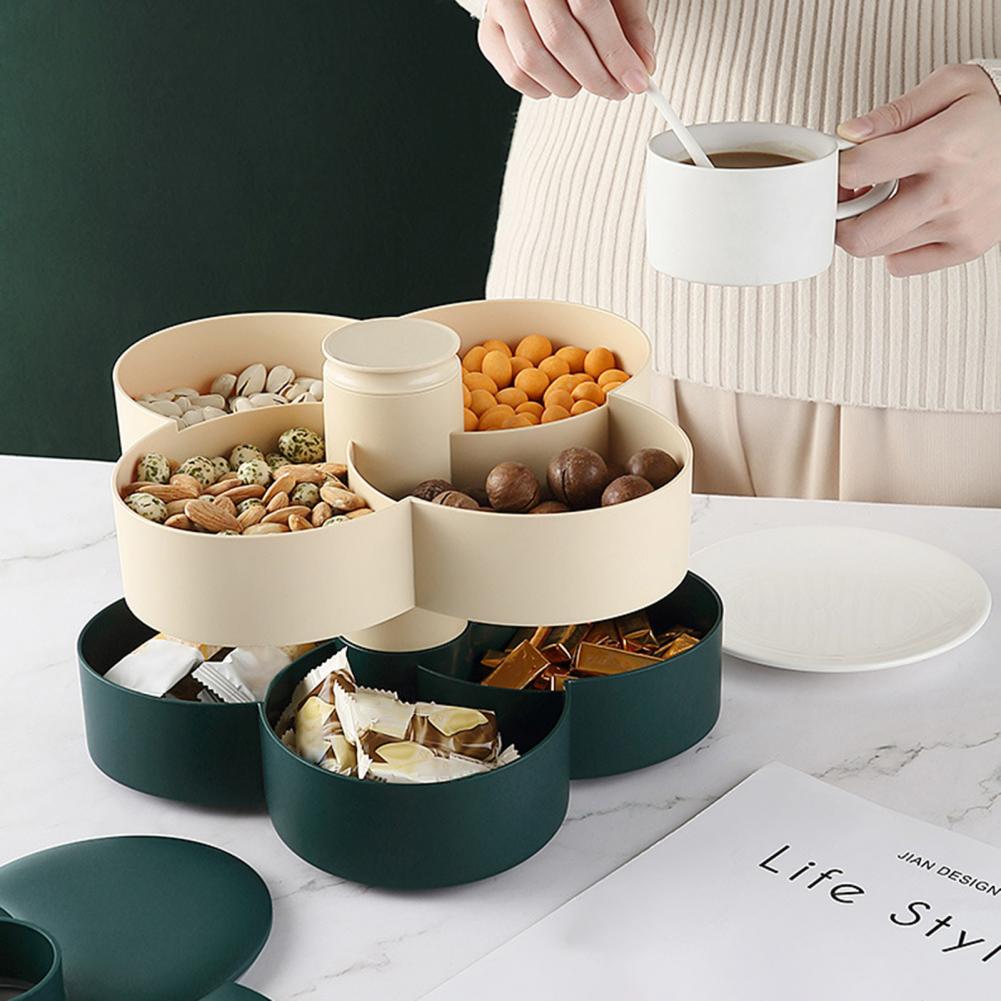 Plateau à collation en forme de fleur Double couche PP assiette de fruits secs pas facilement déformable pour Restaurant , directe,