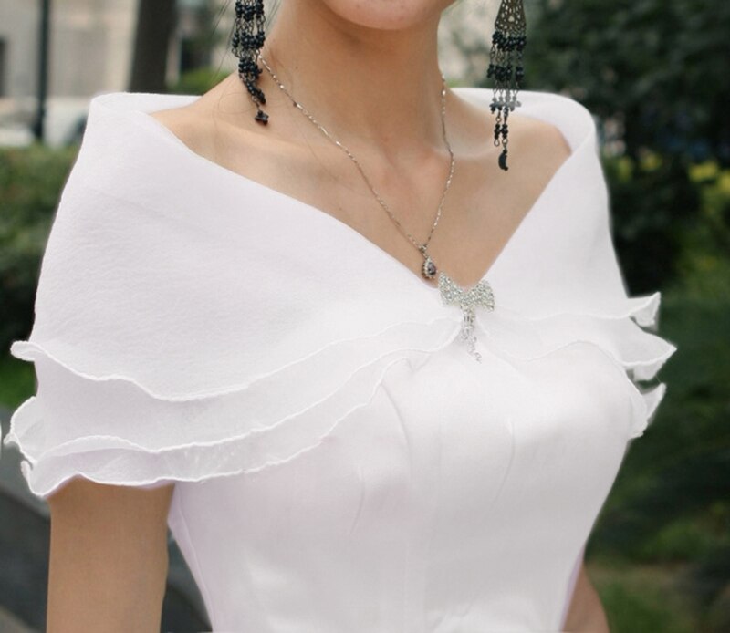Capa de Seersucker para mujer, chal, chal, chaqueta para novia, de boda, envolturas nupciales para vestido de noche, cubre brazos: Blanco