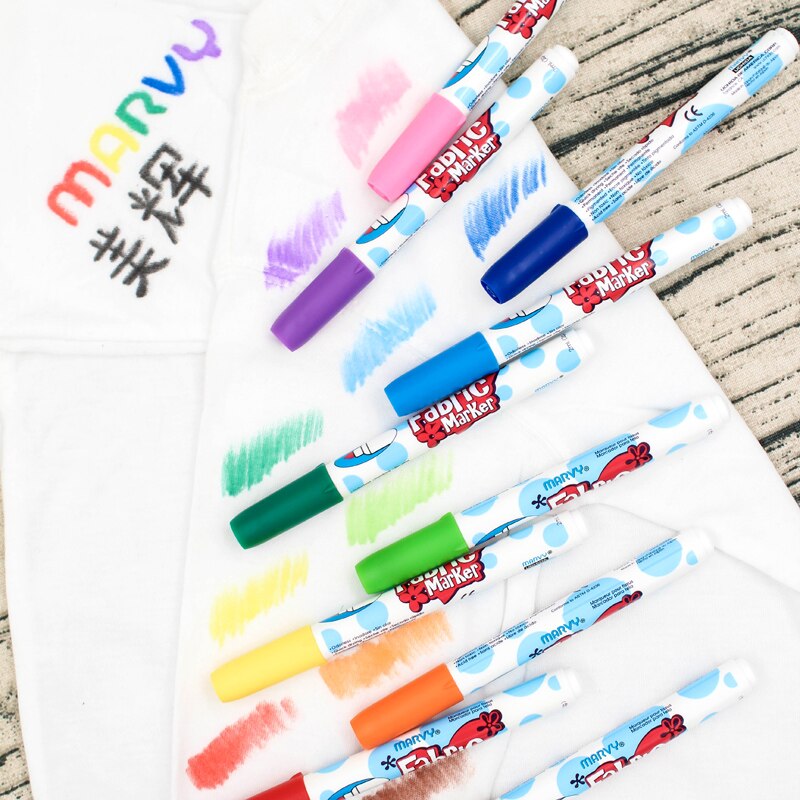 Marvy Fabric Markers Pens 30 Colors Fabric Paint Art Markers Set Child Safe &amp; Non-Toxic DIY Graffiti Painting Clothes Clothing
