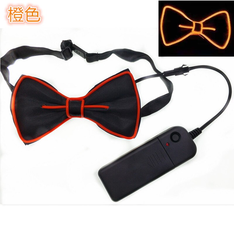 Cravate pour hommes en fil de fer | Nœud papillon lumineux clignotant pour fête en Club mariage: Orange