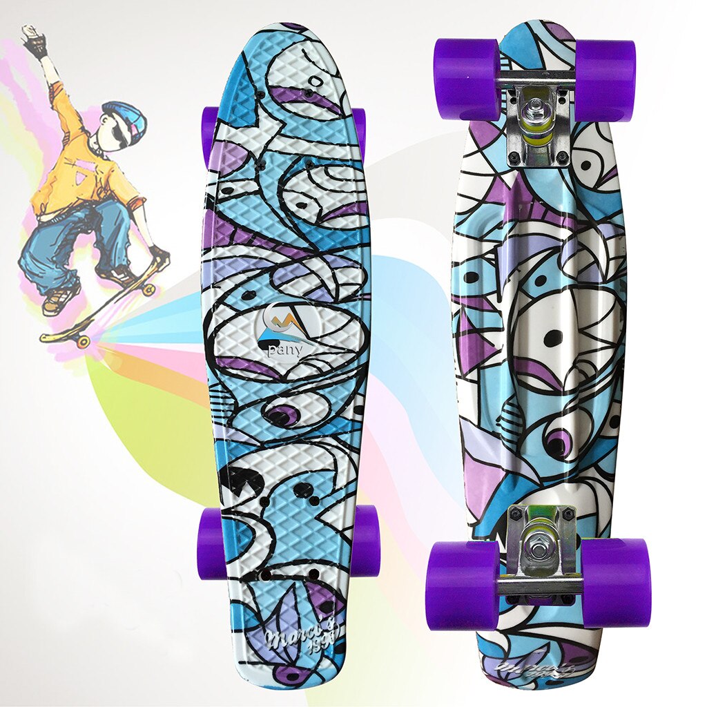 22 "skateboard mini cruiser skateboard plast galakse stjernehimmel trykt longboard retro banan fishboard gade udendørs sport: -en