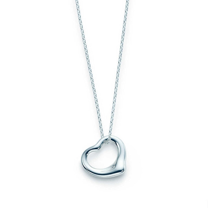 Argent Sterling 925 classique argent coeur pendentif dames collier bijoux de