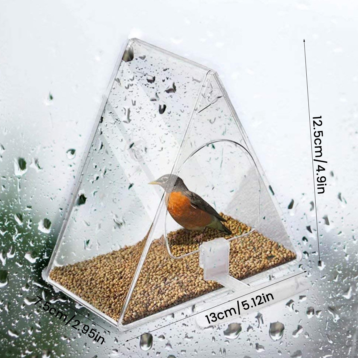 Comedero colgante para pájaros salvajes, estación de alimentación acrílica redonda transparente, contenedor de alimentos para exteriores, fuera de la ventana con ventosa para cardinales: Verde