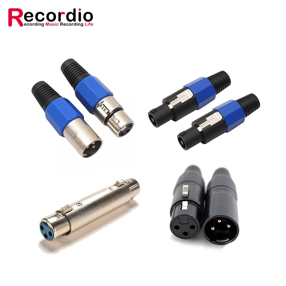 GAZ-MC07 3 Pin Xlr Connector Blauwe Mannelijke Plug Microfoon Mic Audio Kabel Vrouwelijke Jack