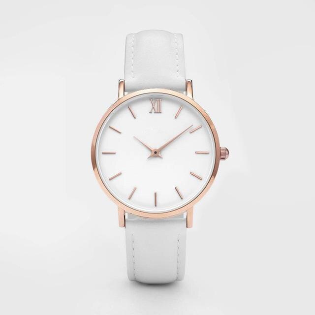 Zegarek Damski Simple Women Watches Woman Ladies Casual Leather Quartz Watch Woman Clock Relogio Feminino Montre Femme: white