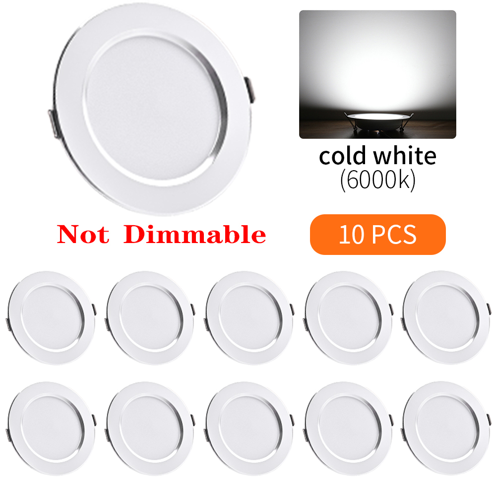 10 stk. innfelt rund ledet-downlight panellys lysstyrke dimbar søkelyset taklampe soverom stue innendørsbelysning: Blå / 9w