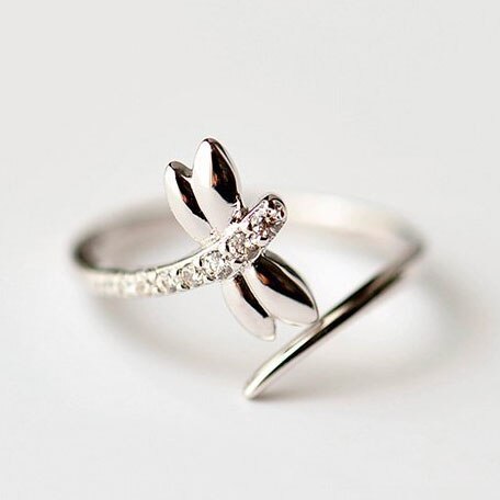 REETI 925 Sterling Silver Rings For Women dragonfly Open ring Style Lady Prevent Allergy Sterling-silver-jewelry