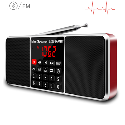Lefon Digitales tragbares Radio AM FM Bluetooth-Lautsprecher Stereo-MP3-Player TF SD-Karte USB-Laufwerk Freisprechanruf wiederaufladbare Lautsprecher: Rot