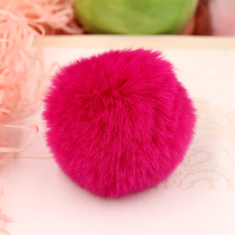 6cm Rex Rabbitt Haarbal Mooie Pluizige Stof Pompom Vrouwen Tas Sleutelhanger Hoofdband Speelgoed DIY Accessoire Sieraden Grote Zachte harige Pompons: Rose Red