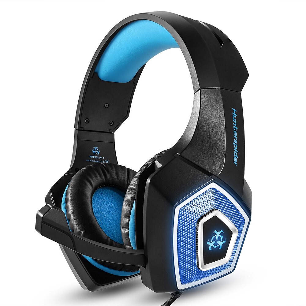 V1 Gaming Headset Gamer Hoofdtelefoon 7.1 Surround Sound Stereo Oortelefoon Usb Microfoon Breathing Led Light Pc Gamer: Blue