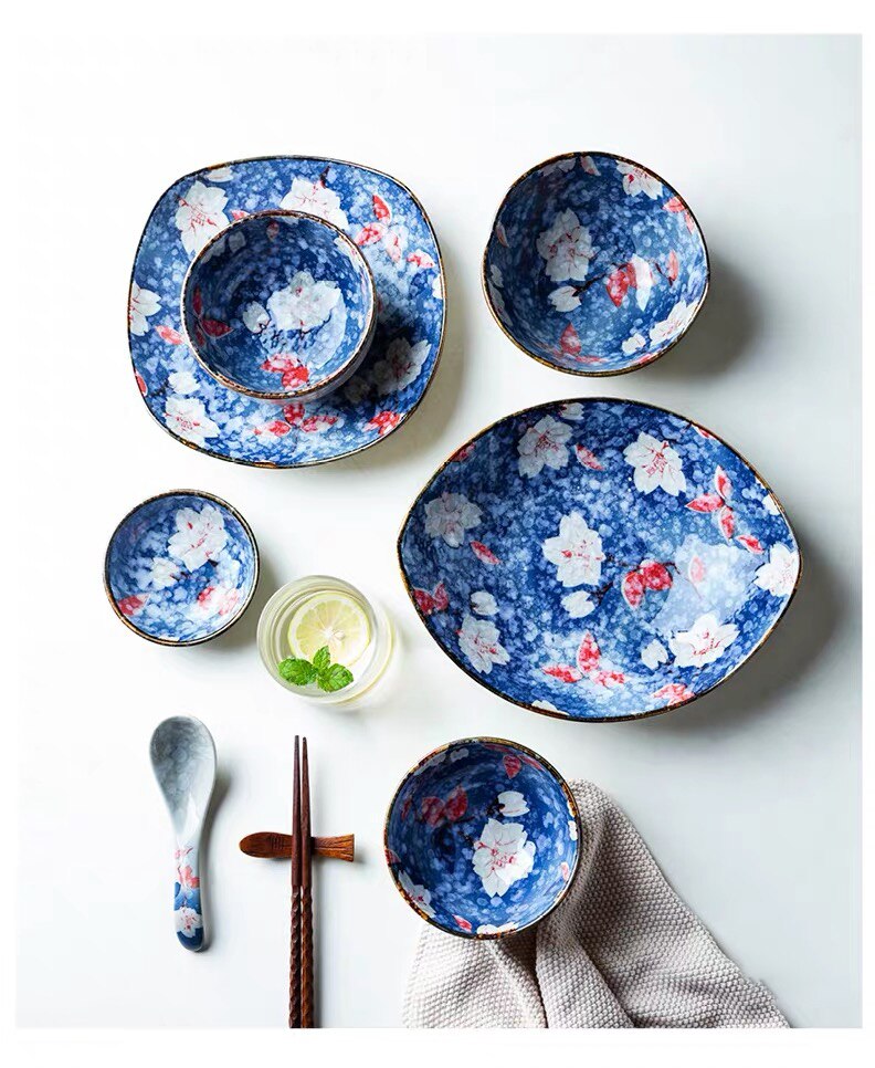 Japanse postorale keramische westerse borden visbord schotel rijst soep kom lepel set sushi servies