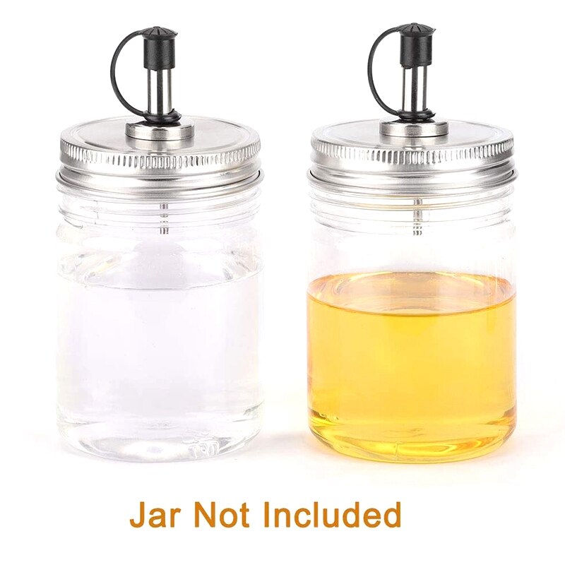 2 Pcs Regelmatige Mond Mason Jar Schenktuit Deksels Met Caps Voor Olijfolie Cocktail Dispenser En Salade Dressing Shaker