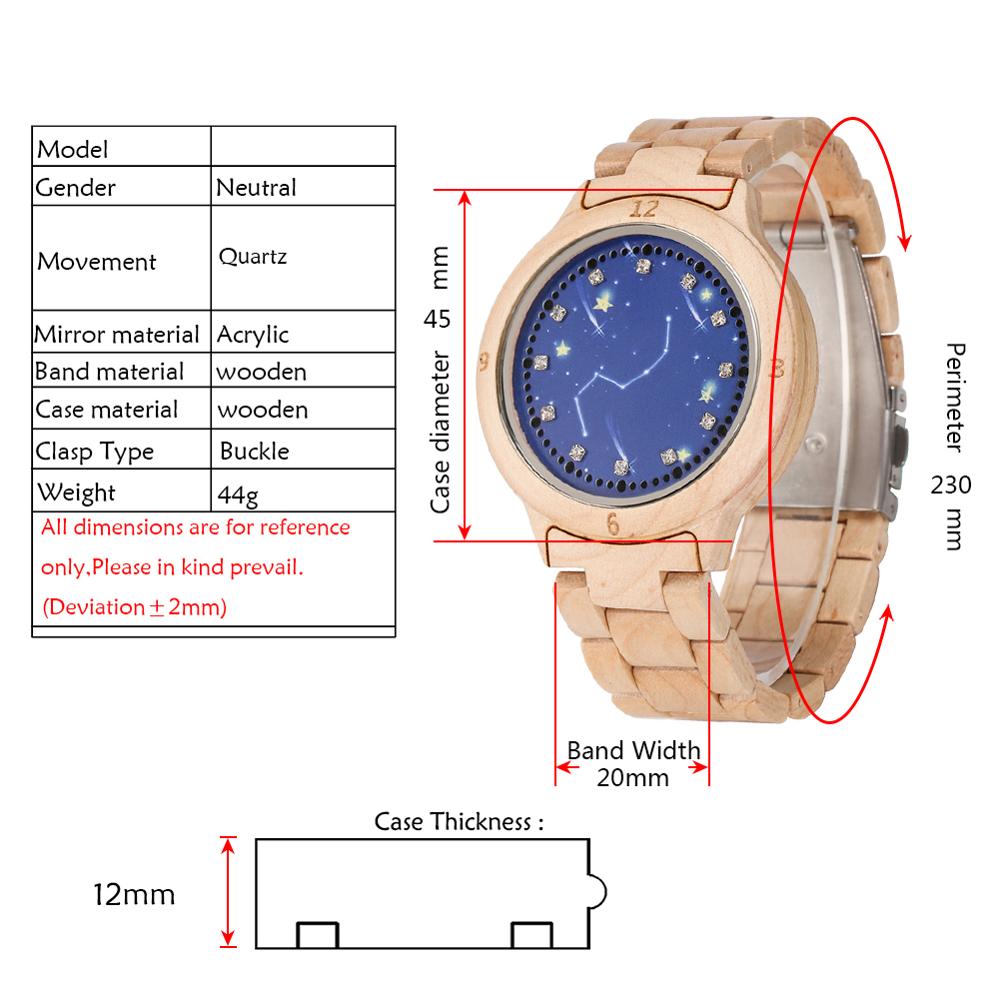 LED Display Revolving Light Touch Screen Electronic Men's Watch Night Vision Full Wooden Band Wristwatch Relojes Hombre