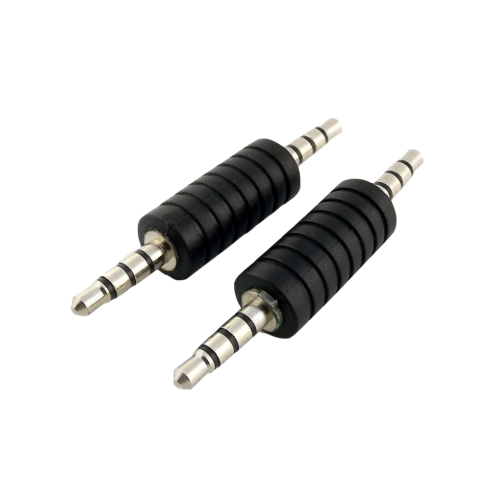 Adaptateur mâle vers mâle 3.5mm, 4 pôles TRRS stéréo, audio, sauna, téléphone, connecteur convertisseur nickelé, noir, 3.5mm, 1 pièce