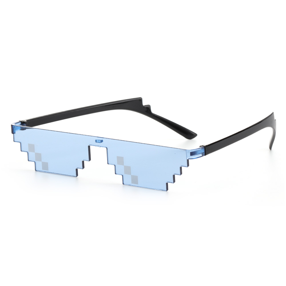 divertido mosaico gafas de sol Thug Life gafas de sol Pixel negro Retro Gamer Robot gafas de sol de cumpleaños Cosplay favores: Gris