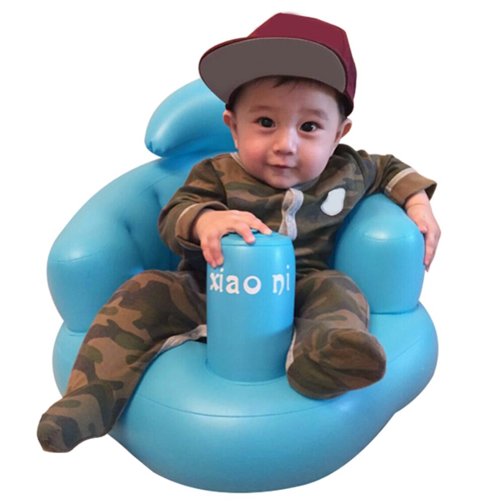 Multifunktionel babystol spisestol sæde foderstol bærbar baby badestol baby oppustelig sofa: Blå