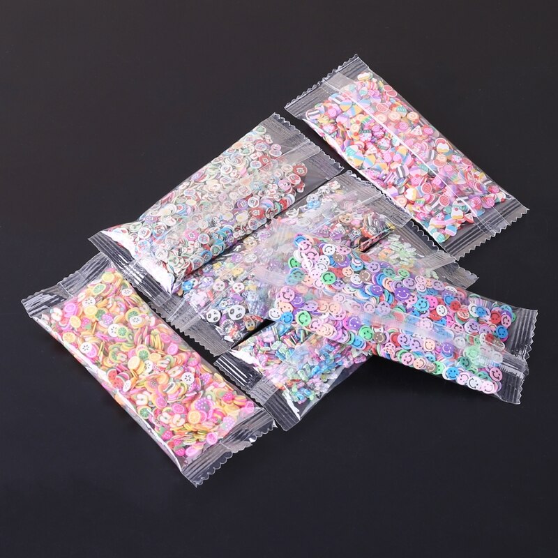 Neue 1000Pcs Polymer Clay Spielzeug DIY Obst Schleim Zubehör Gelee Schlamm Hand Gum