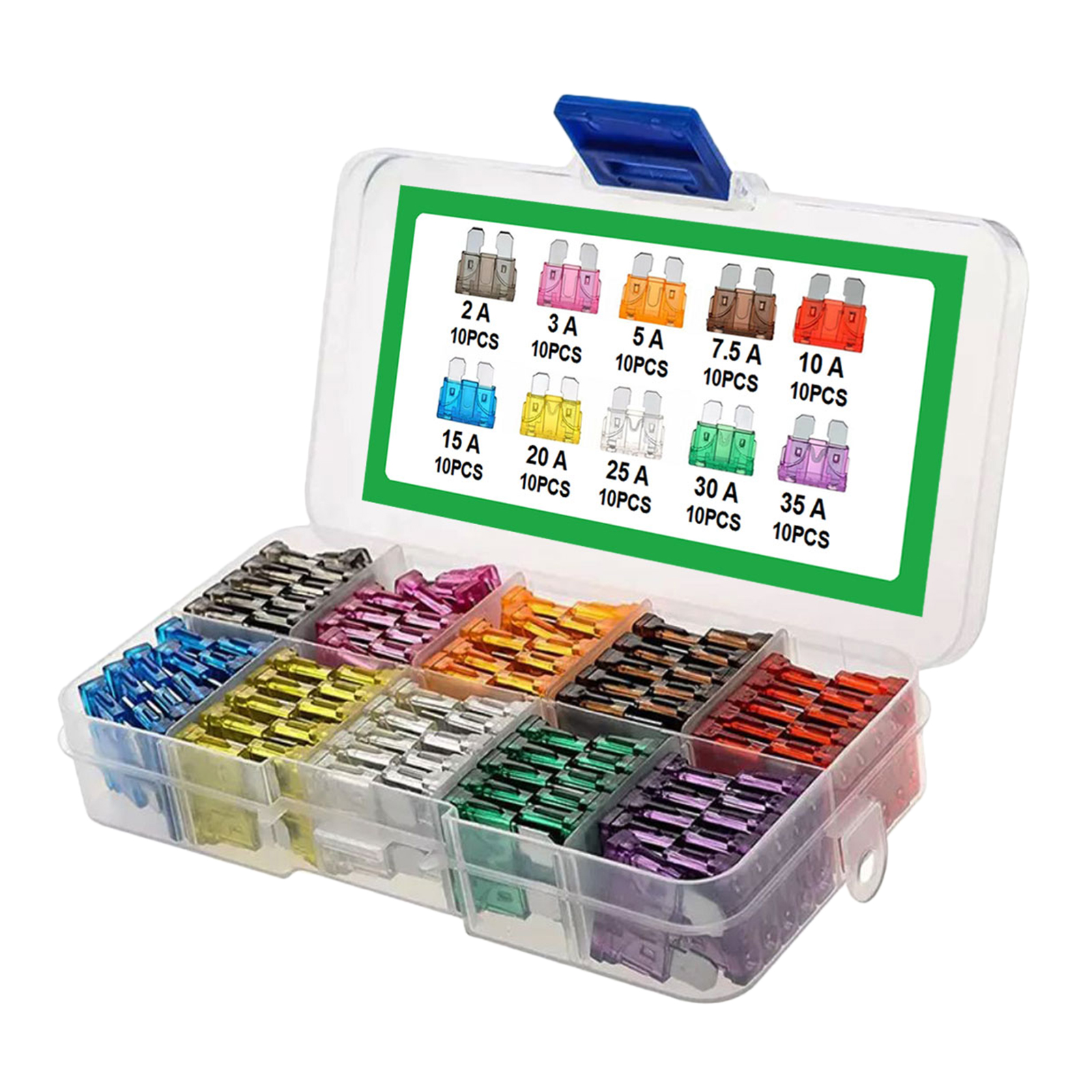 Standard Blade Fuse Assortment Kit Auto Car Fuses Assorted Set 100Pcs