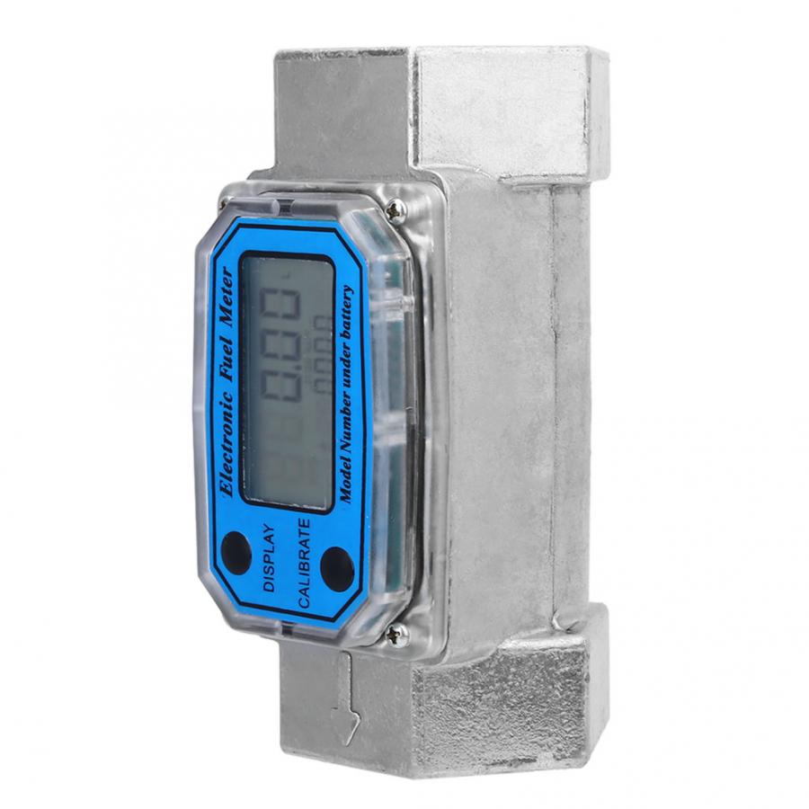 Mini Digital Turbine Flowmeter Diesel Fuel Flow Meter 15-120L 1.5inch NPT Blue
