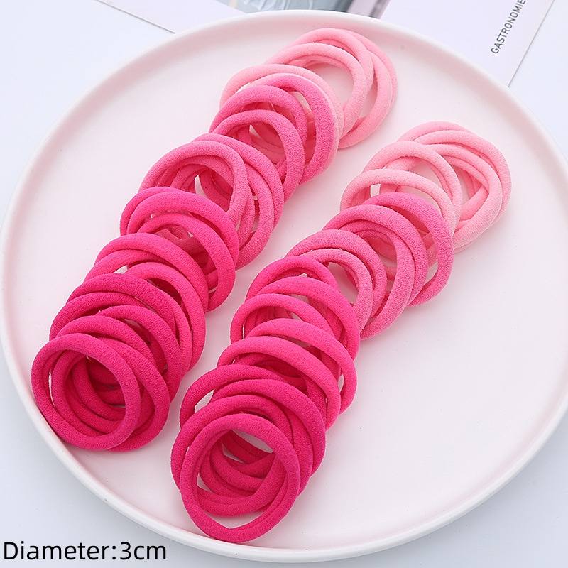50 Uds. Banda elástica negra para el cabello, lazos, colets, coleteros, resortes, accesorio de goma para niñas y mujeres, conjunto de soporte para coletas sin daños: Plata