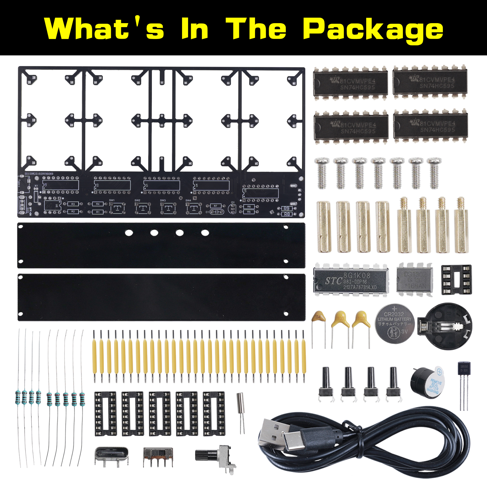 DIY Soldering Practice Kit 4-Bit Digital Alarm Clock Kit with Lighting Adjustment Soldering Projects DIY Electronic Kits