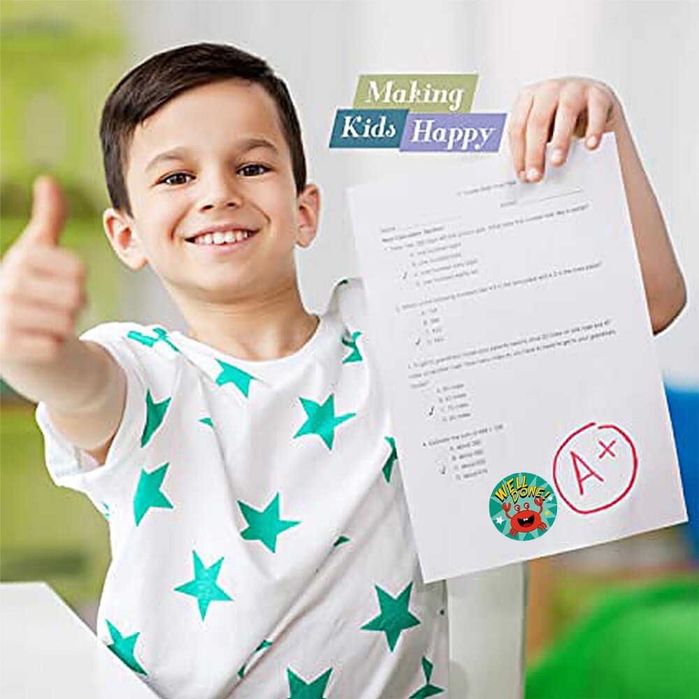 500Pcs Beloning Stickers Leuke Stickers Animal Voor Scholieren Kids Aanmoediging Woord 1 Inch Ronde Motivatie Stickers