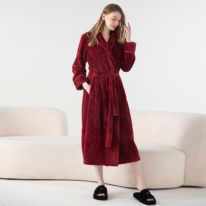 Paar Bademantel Herren halb-Samt Schlafanzug Herbst Winter gepolstert verdickt langen Bademantel Damen Heimat tragen Bademantel Frauen Universal-