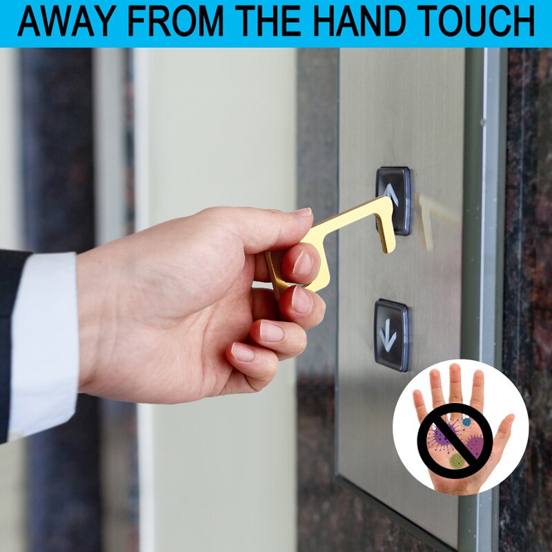 1pc EDC Door Opener Portable Door Opener Hygiene Hand Antimicrobial Alloy Door Handle Key Metal Portable Press Elevator Tool