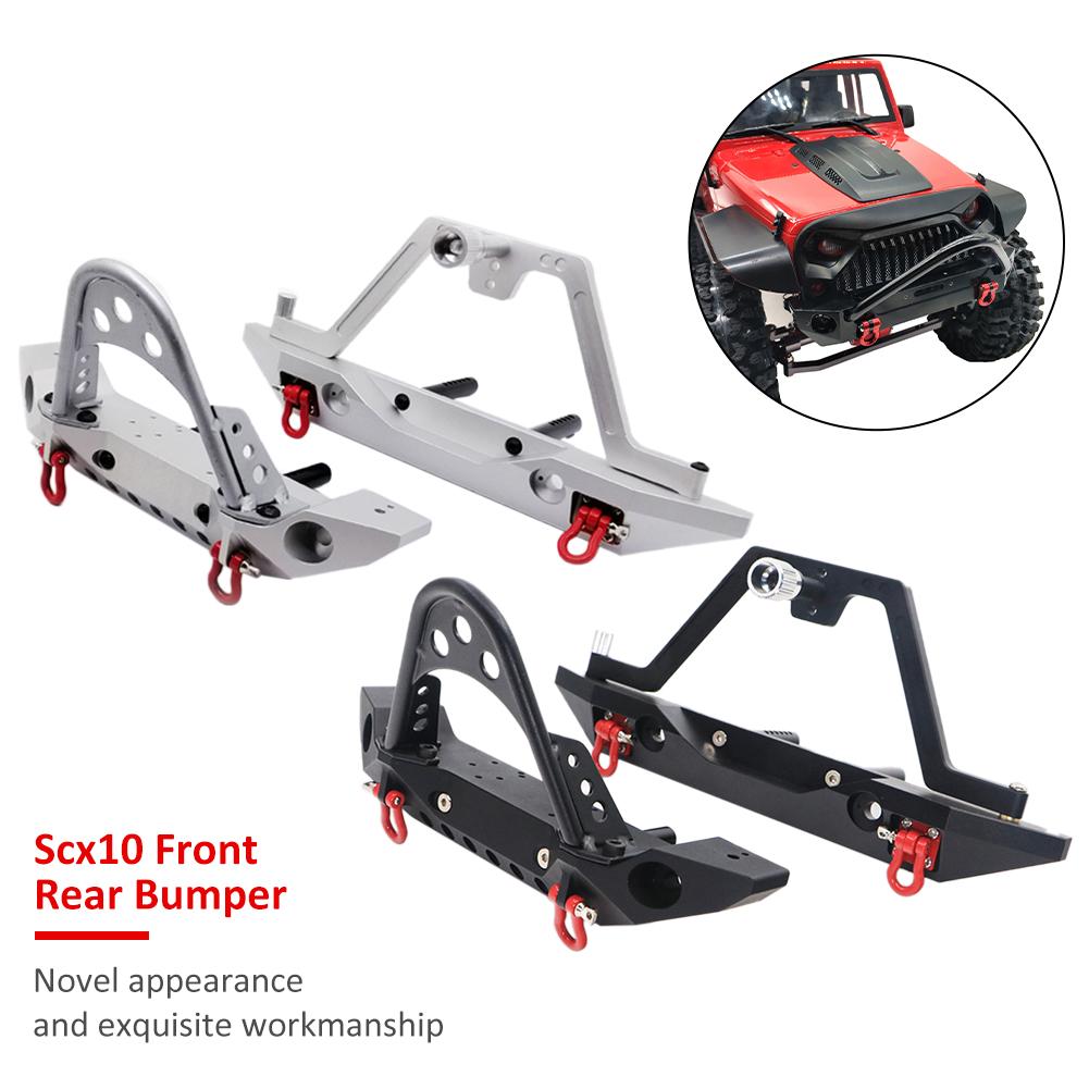 RC Car Front & Rear Bumper - Aluminum Bull Bar with Spare Tire Carrier for Axial SCX10 JEEP TRX-4