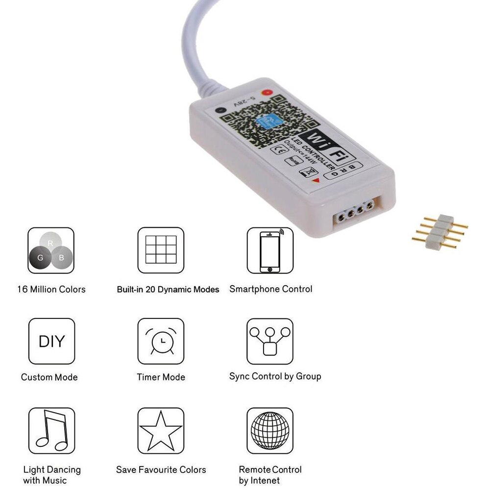 Wifi rgb rgbw led controller med ir fjärrkontroll för  dc 12v rgb led strip light led moduler ljus