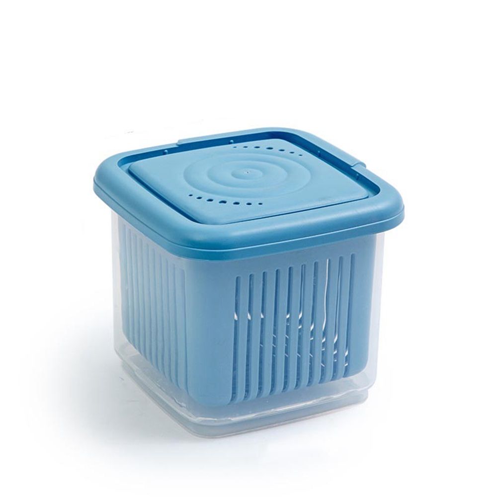 Gadget de cuisine en plastique épais Double couche scellé, conteneur de gingembre, conteneurs de stockage de fruits, plateau de légumes, boîte de rangement pour réfrigérateur: Gris clair