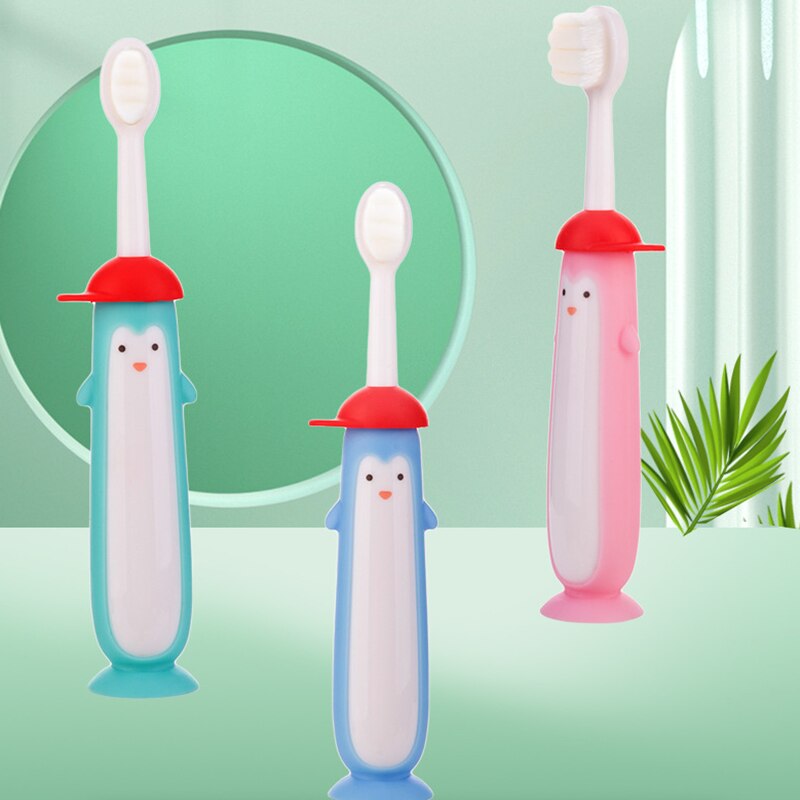 Spazzolino da denti pinguino per bambini carino spazzolino da denti per bambini 360 spazzolino da denti filo interdentale spazzolino da denti detergente per bambini cura dei denti